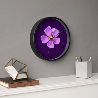 Horloge murale esthétique à fleurs violettes - Nat
