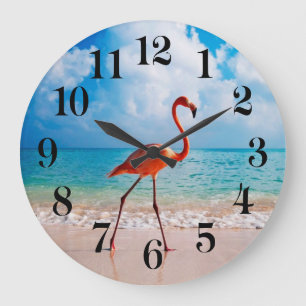 Horloge murale flamant rose