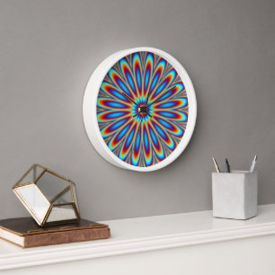 Horloge murale - Fleur d'art psychédélique