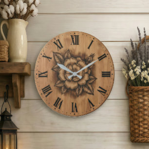 Horloge murale Fleur de rose   Décoration de ferme