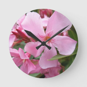 Horloge murale fleur d'oléandre rose Botanica él