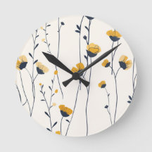 horloge murale fleur sauvage, horloge florale, mur