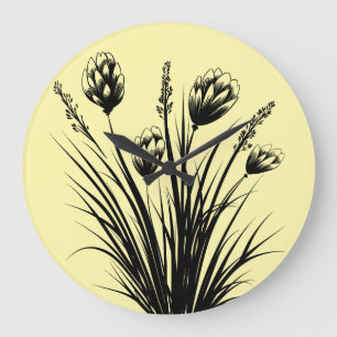 Horloge murale Fleur sauvage jaune soleil