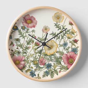 Horloge murale Fleur sauvage lunaire