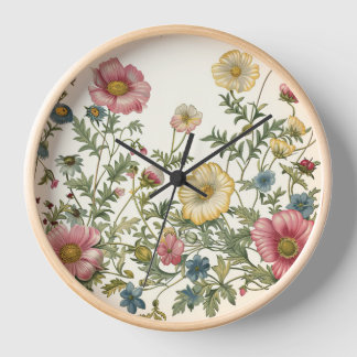 Horloge murale Fleur sauvage lunaire