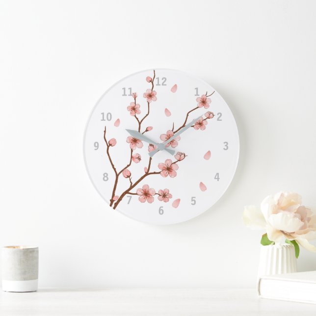 Horloge murale fleurie cerise (Maison)