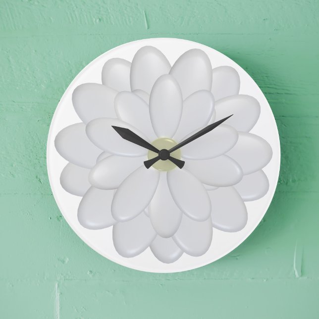 Horloge murale fleurie de marguerite blanche moder (A large white daisy clock just for you)