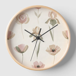 Horloge murale florale à l'aquarelle douce
