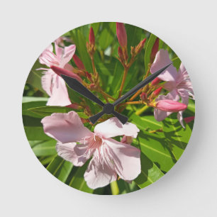Horloge murale florale à l'oléandre rose Jardin bo