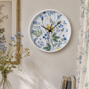 Horloge murale florale botanique Fleurs sauvages b