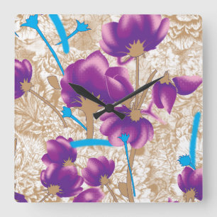 Horloge murale florale de luxe – Élégance violette