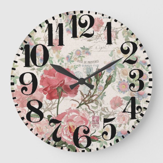 Horloge murale florale de nombre de roses français (Recto)