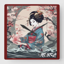 Horloge murale Florale Geisha