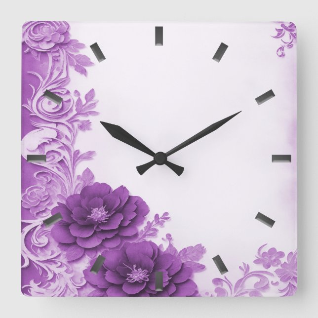 Horloge murale florissante des fleurs violettes (Recto)
