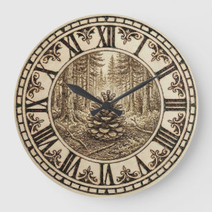 Horloge murale Forêt de Cônes de Pin