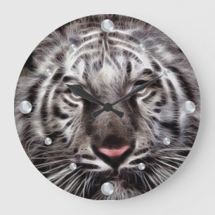 Horloge murale fractée du tigre blanc