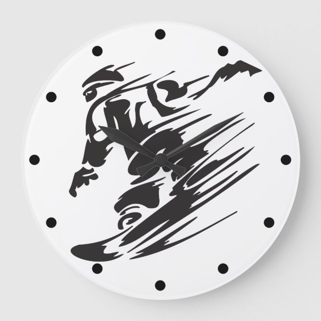 Horloge murale fraîche de montagne de snowboarding (Recto)