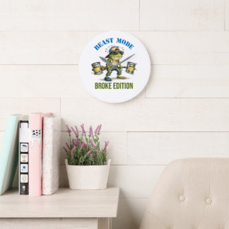Horloge murale Funny Frog Beast Mode Broke Edition