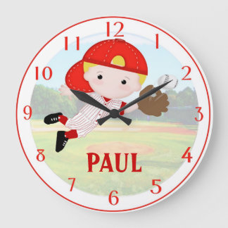Horloge murale garçon de baseball