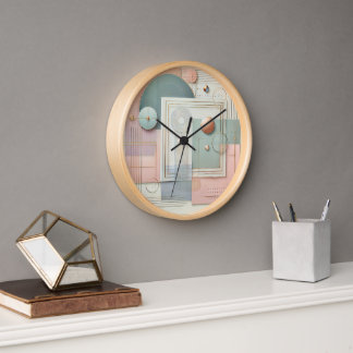Horloge murale géométrique Pastel Abstrait