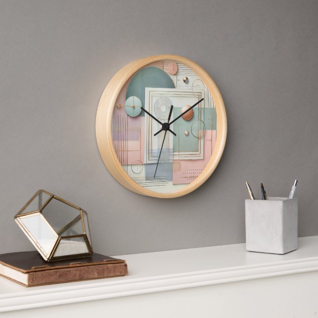 Horloge murale géométrique Pastel Abstrait (Bureau)