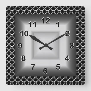 Horloge murale gris aspect métal noir argenté