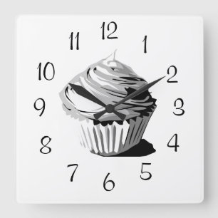 Horloge murale grise de petit gâteau de vecteur