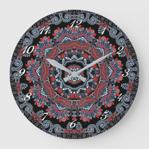 Horloge murale grise et rouge élégante de mandal