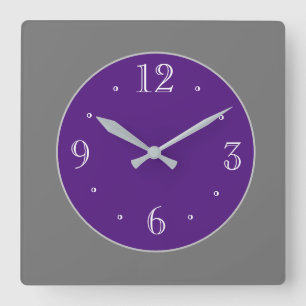 Horloge murale grise et violette simpliste numéros