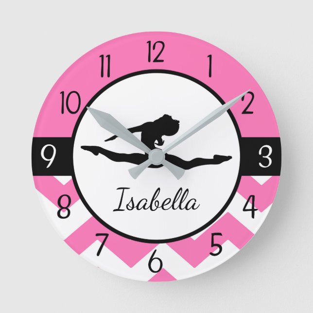 Horloge murale gymnastique rose (Recto)