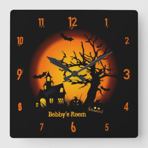 Horloge murale hantée personnalisée de Halloween