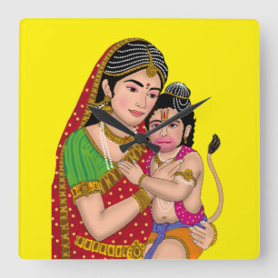 Horloge murale Hanuman & Anjana Mata
