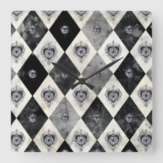 Horloge murale Harlequin aux yeux omniscients
