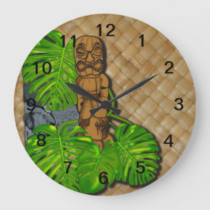 Horloge murale hawaïenne de Tiki Lauhala