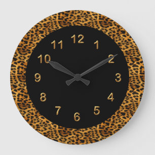 Horloge murale imprimé léopard noir animal