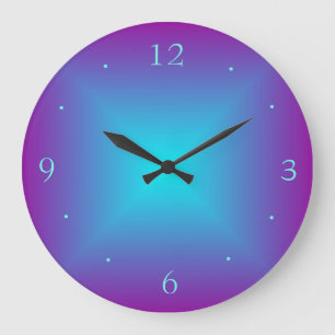 Horloge murale imprimée éclairée violet/aqua