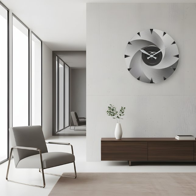 Horloge murale industrielle Silver Vortex (Créateur téléchargé)
