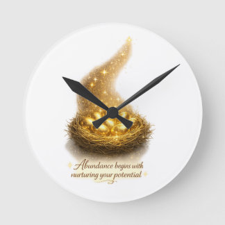 Horloge murale inspirante Nid d'oeufs dorés