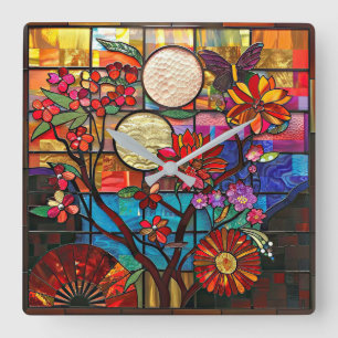 Horloge murale japonaise en verre tendu