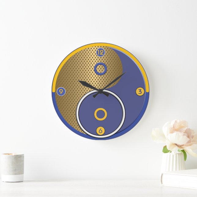 Horloge murale jaune bleu Yang (Maison)