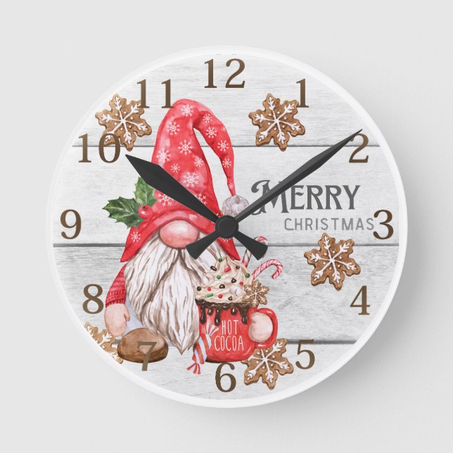 Horloge murale Joyeux Noël Gnome Personnalisé (Recto)