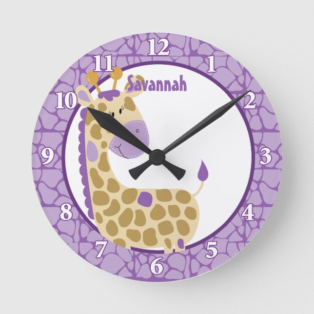 Horloge murale Jungle Giraffe (violet) Ajouter un  (Recto)
