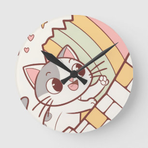 Horloge murale Kawaii Cat Bursting mignonne