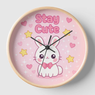 Horloge murale lapin rose mignon