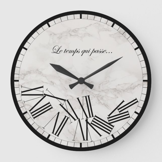 Horloge murale - Le temps qui passe...Effet marbre (Recto)