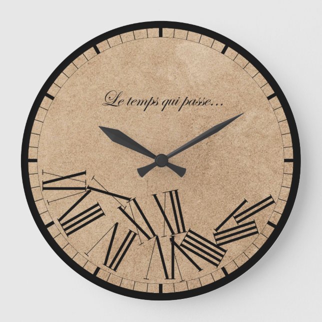 Horloge murale - Le temps qui passe...Effet papier (Recto)