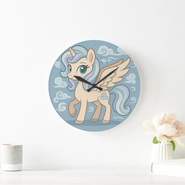 Horloge murale licorne volante fantaisiste – Chevi (Maison)