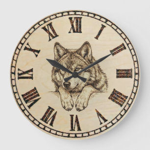 Horloge murale loup 