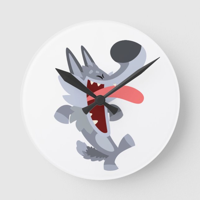 Horloge murale loup dessin animé dansant mignon (Recto)