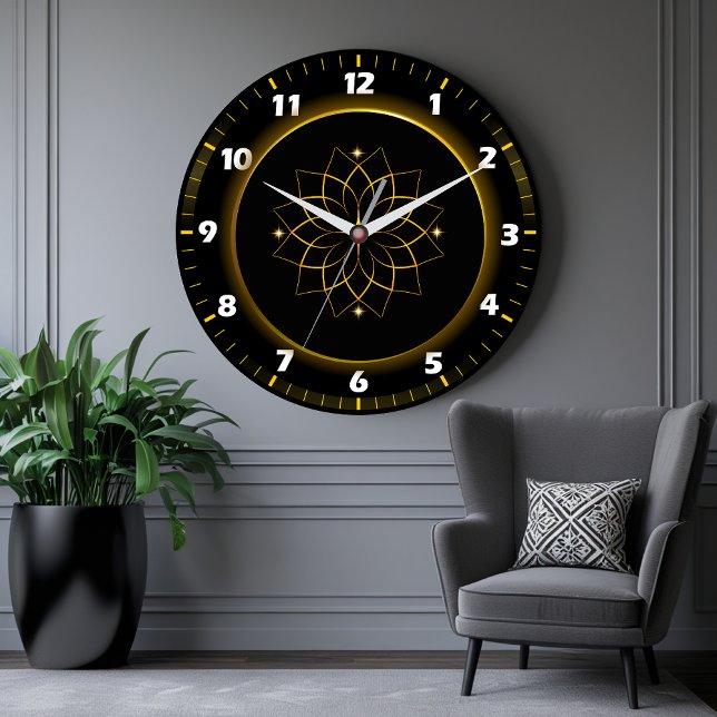 Horloge murale Mandala noir et or - Elégante horlo (Créateur téléchargé)